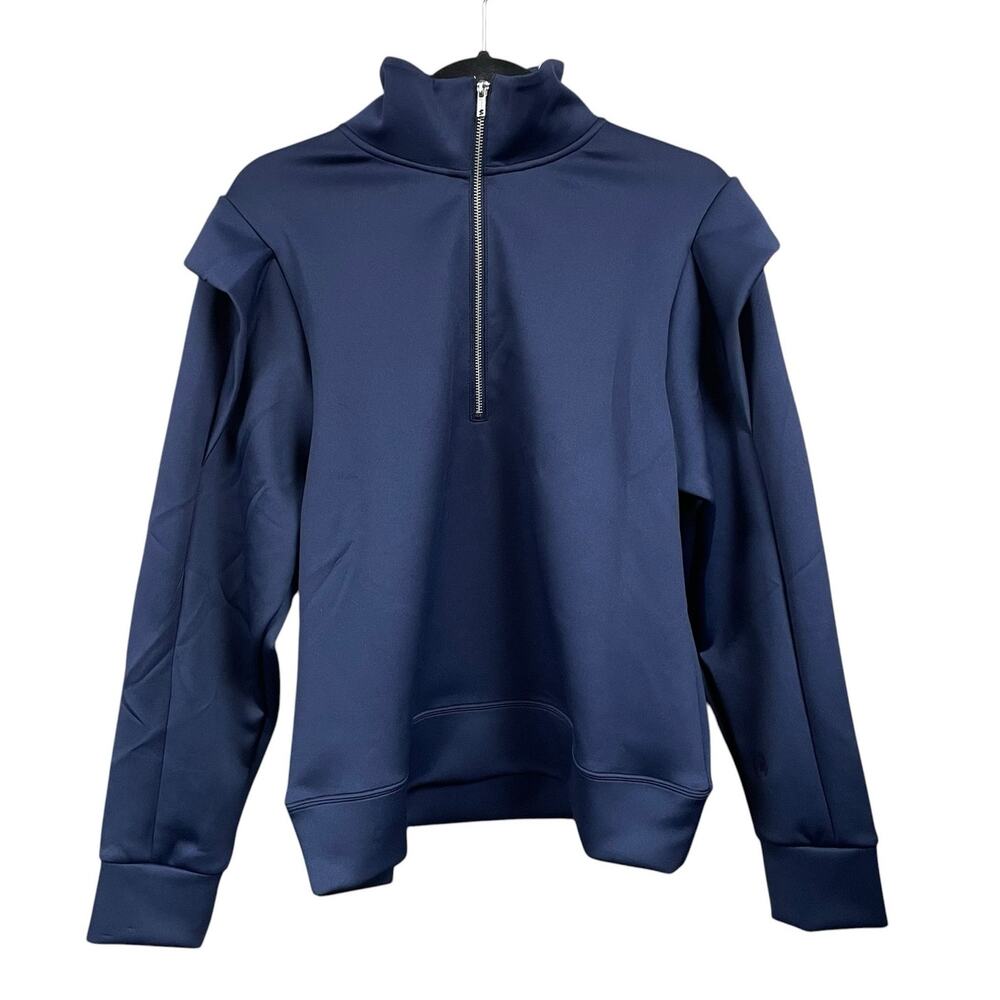 NWT Addison Bay Poplar Quarter Zip Layered Shoulder Pullover Sweater Navy Large
